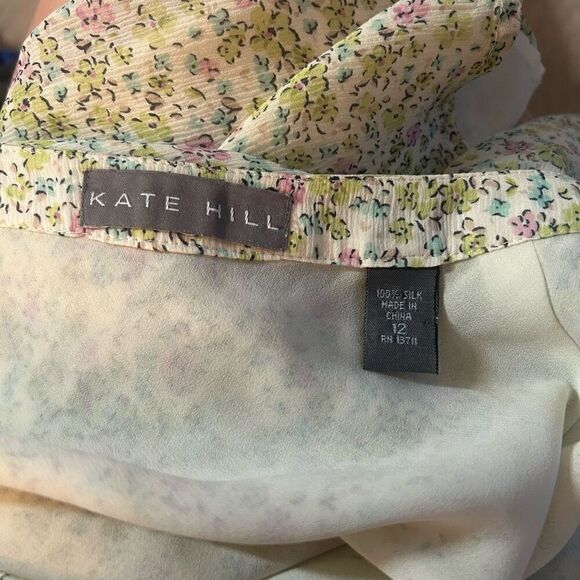 Kate Hill Silk Summer Green Floral Top and Skirt Set 12 - Picture 5 of 5
